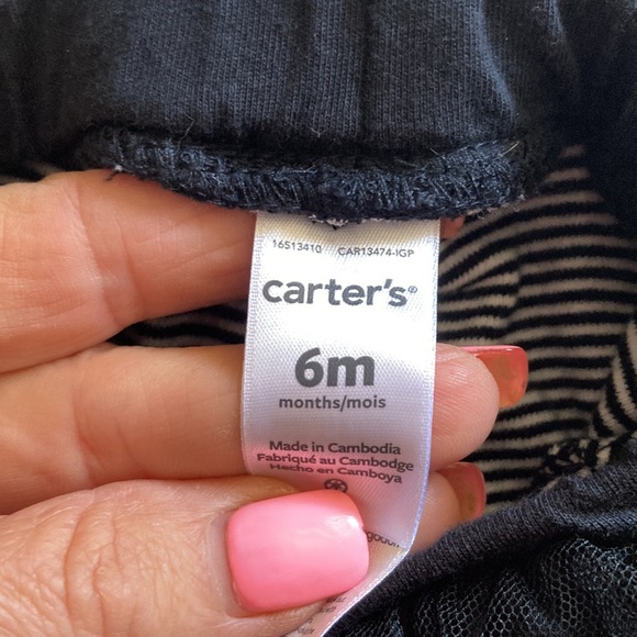 Carters size 6 months black and white striped crops with attached black tutu! - Picture 2 of 3